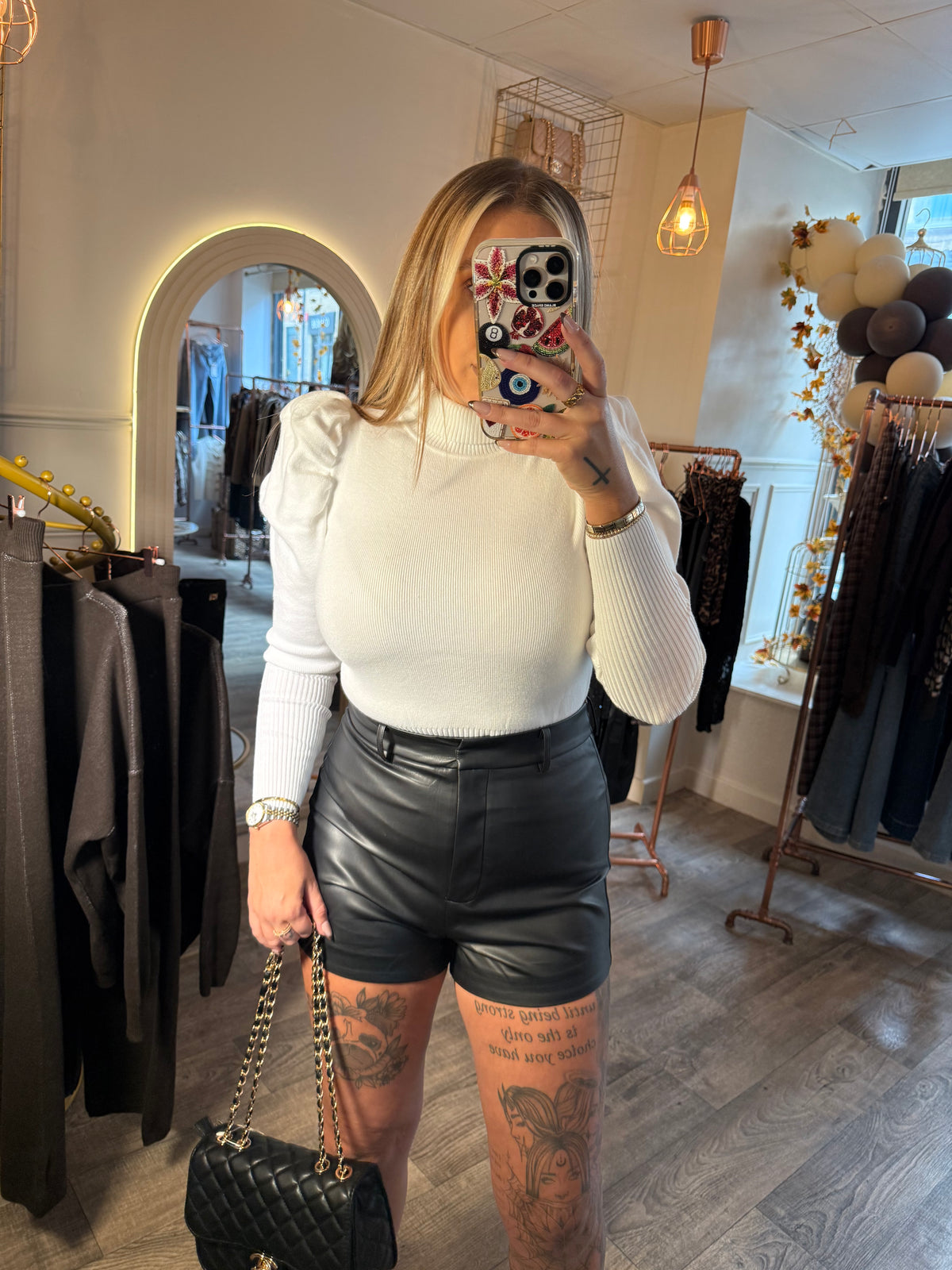 Cream Poof Sleeve Jumper