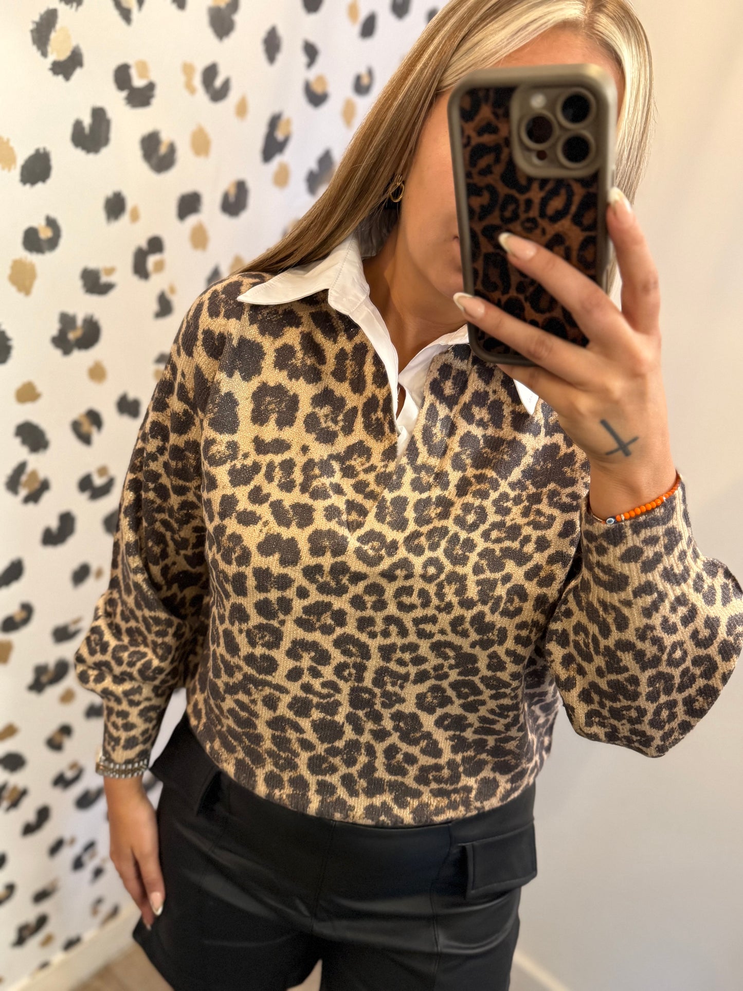 Leopard Shimmer Shirt Jumper