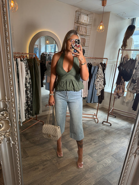 Khaki Halter Neck Top