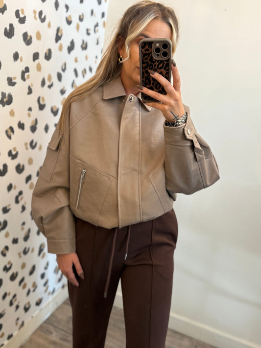 PU Leather Jacket Stone