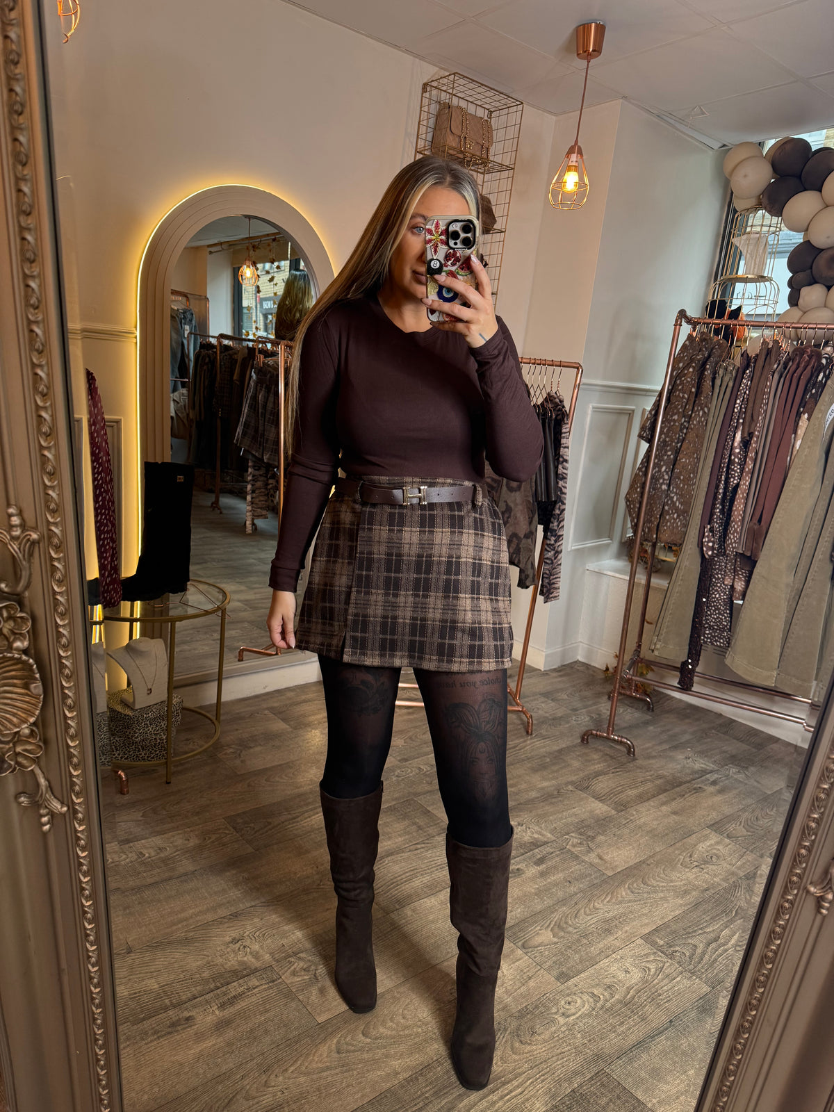 Check H Belted Skort