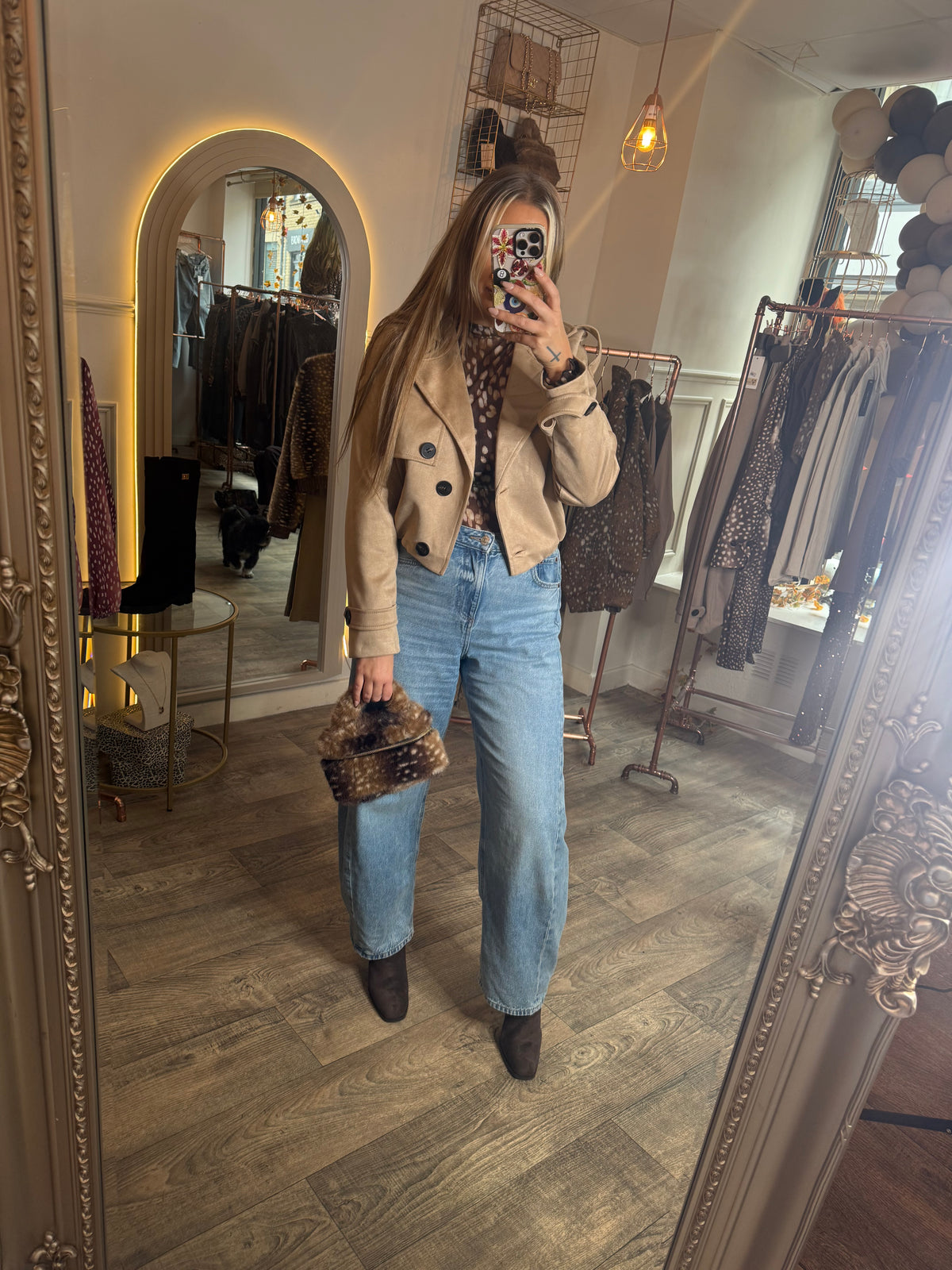 Beige Suede Crop Mac