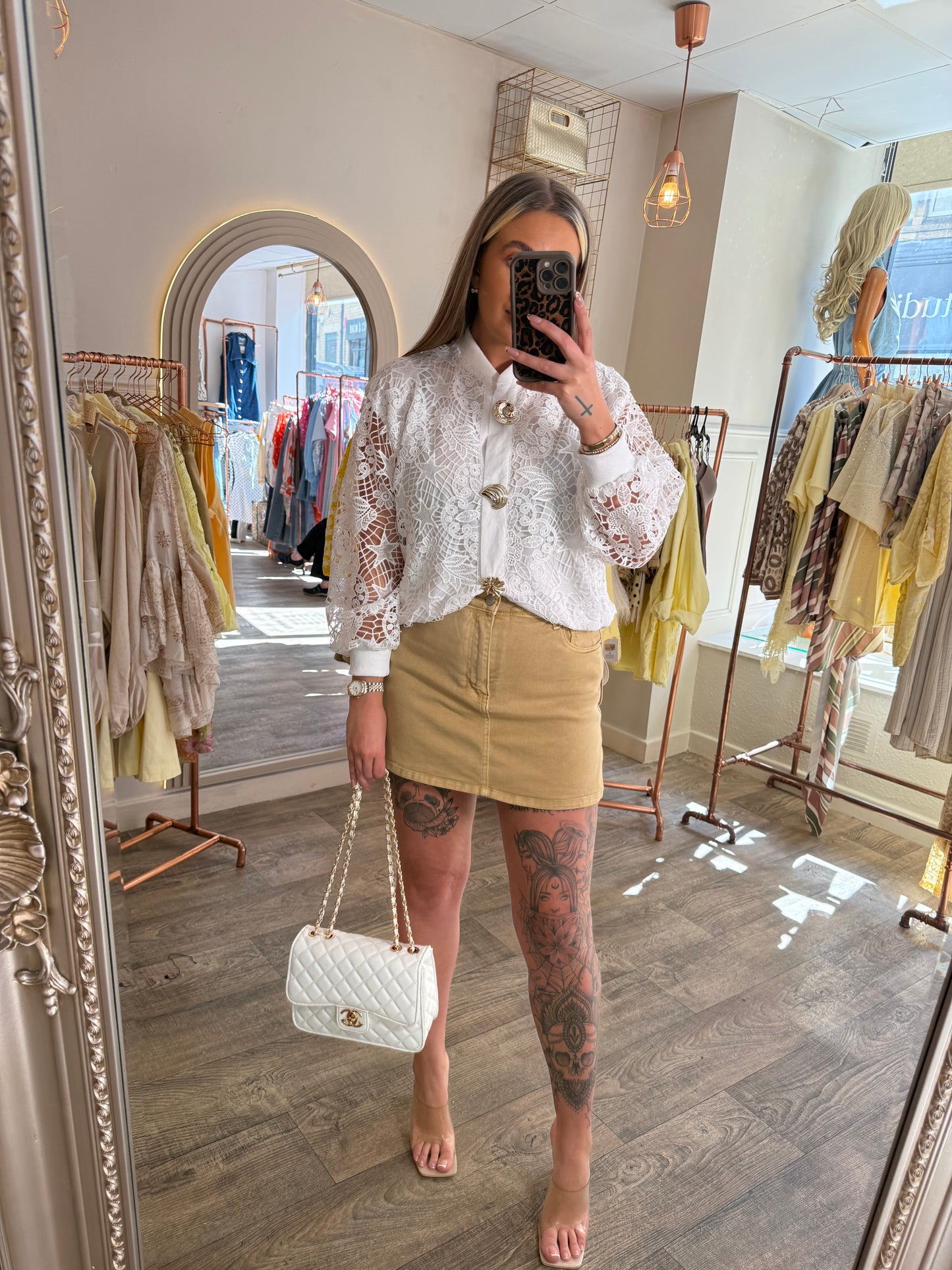 Tan Denim Skort