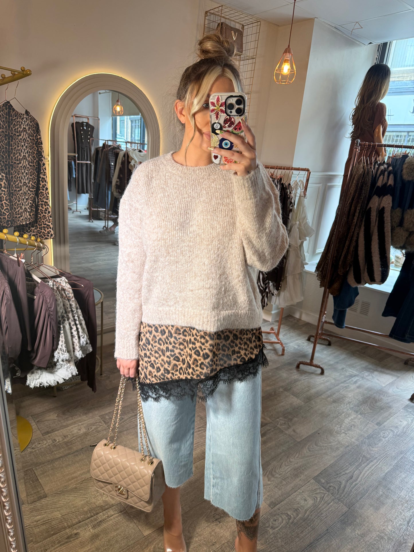 Leopard Silk Detail Jumper