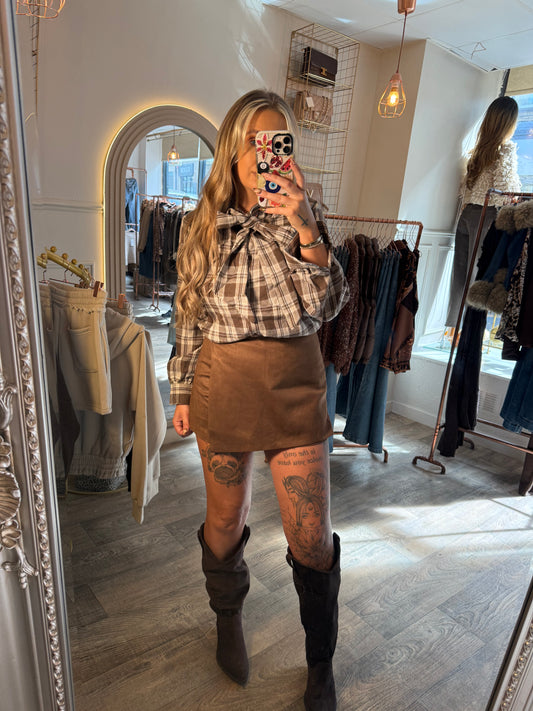 Bow Tye Check Shirt