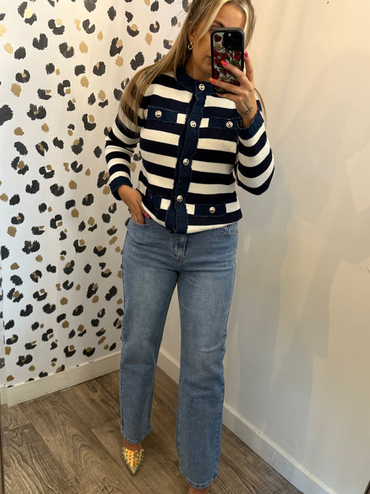 Stripes & Denim Cardigan