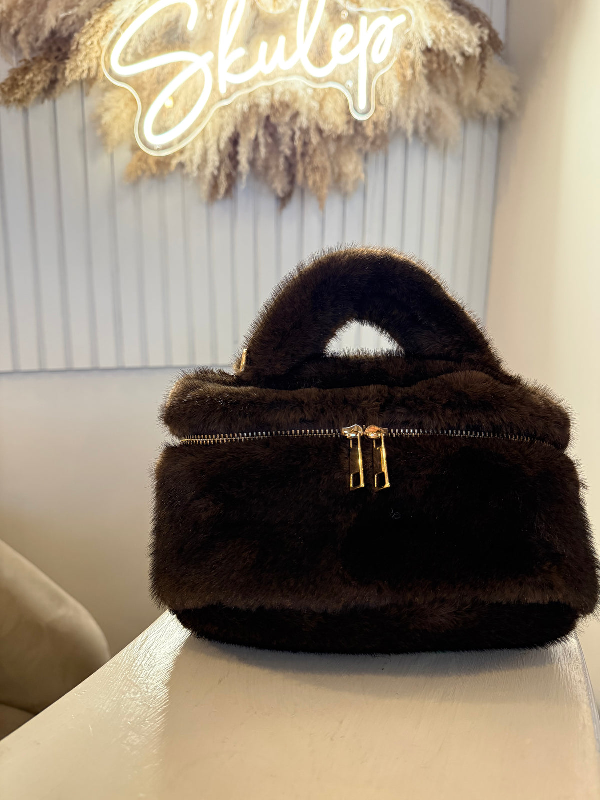 Faux Fur Bags With Crossbody Chain 5 Colours