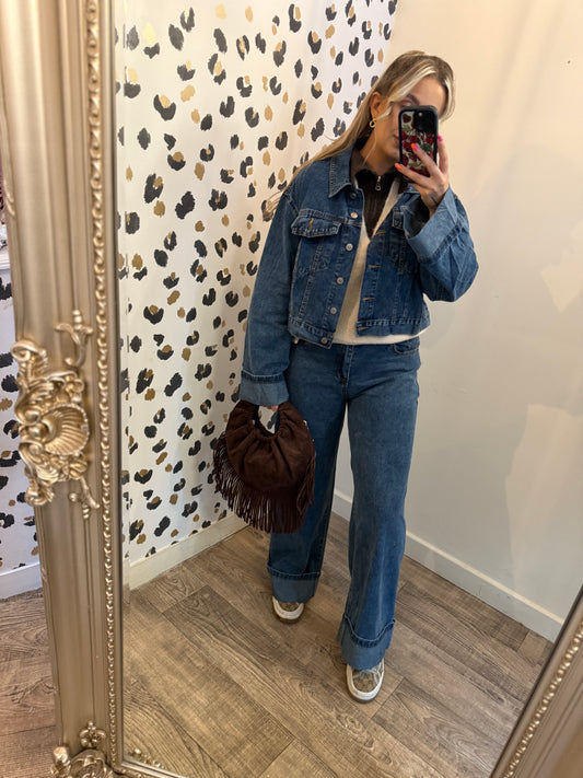 Turn up denim jacket