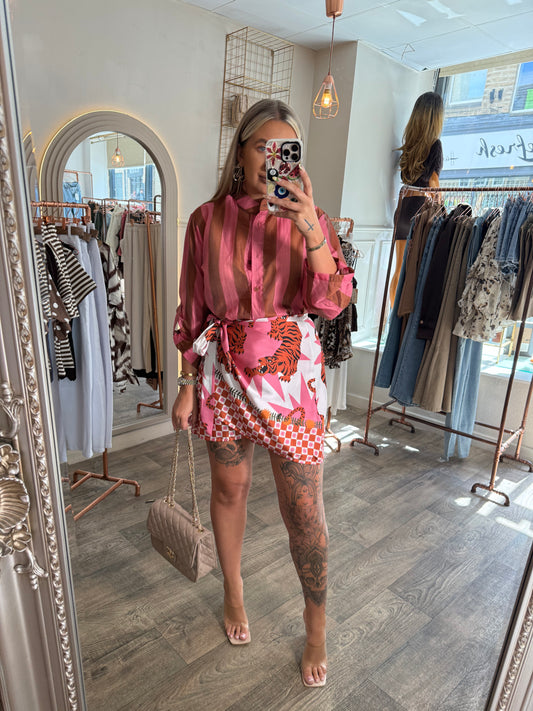 Wrap Skirt & Shirt Set
