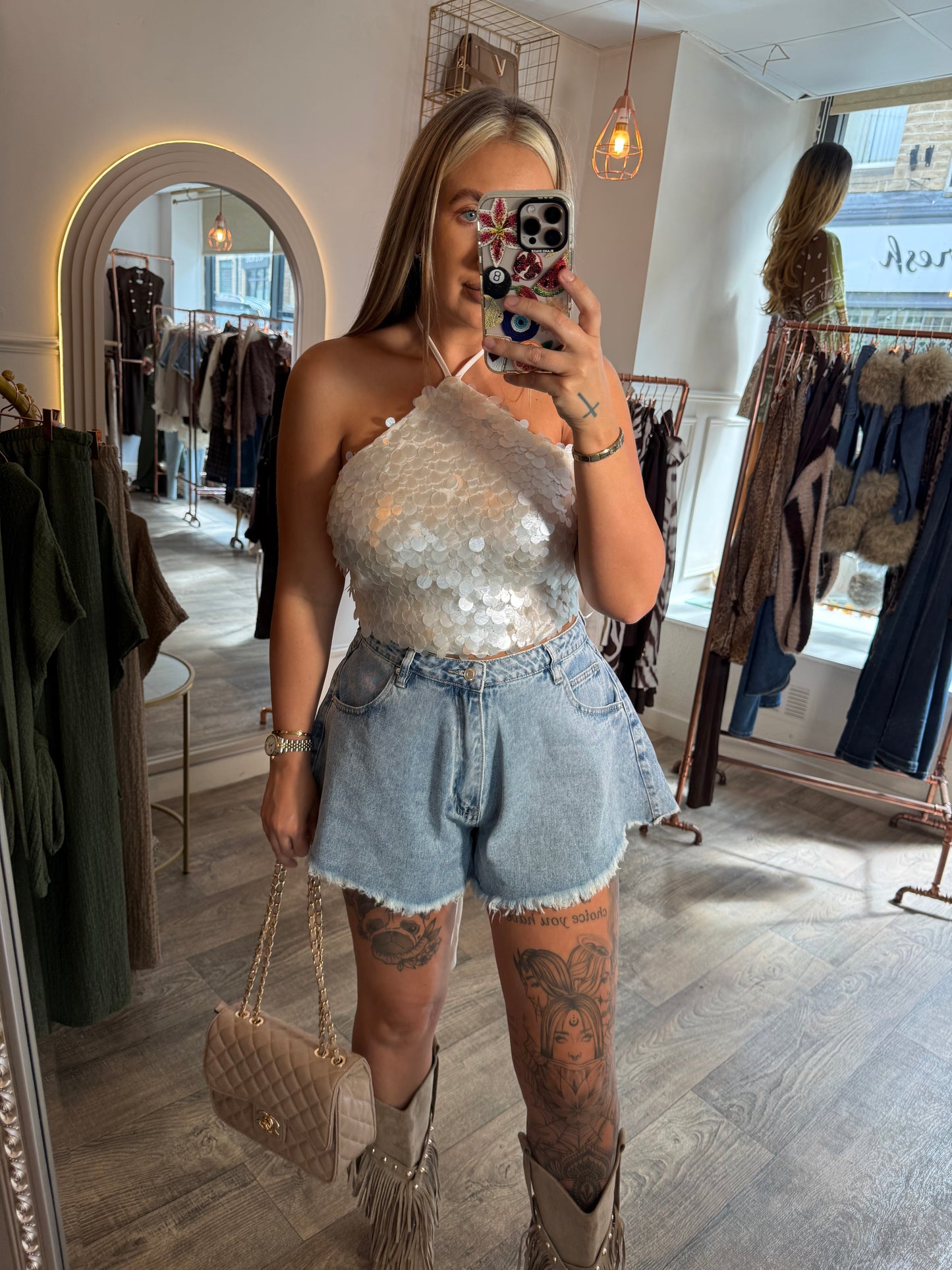 Sequin Halter Neck Top
