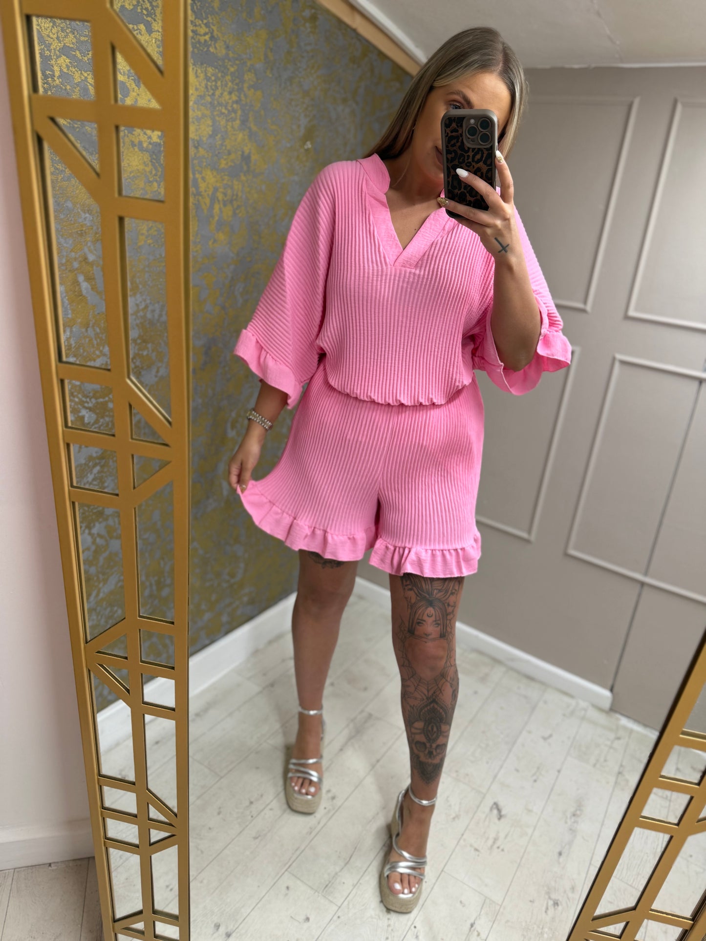Frilly Pleat Short Set 4 Colours
