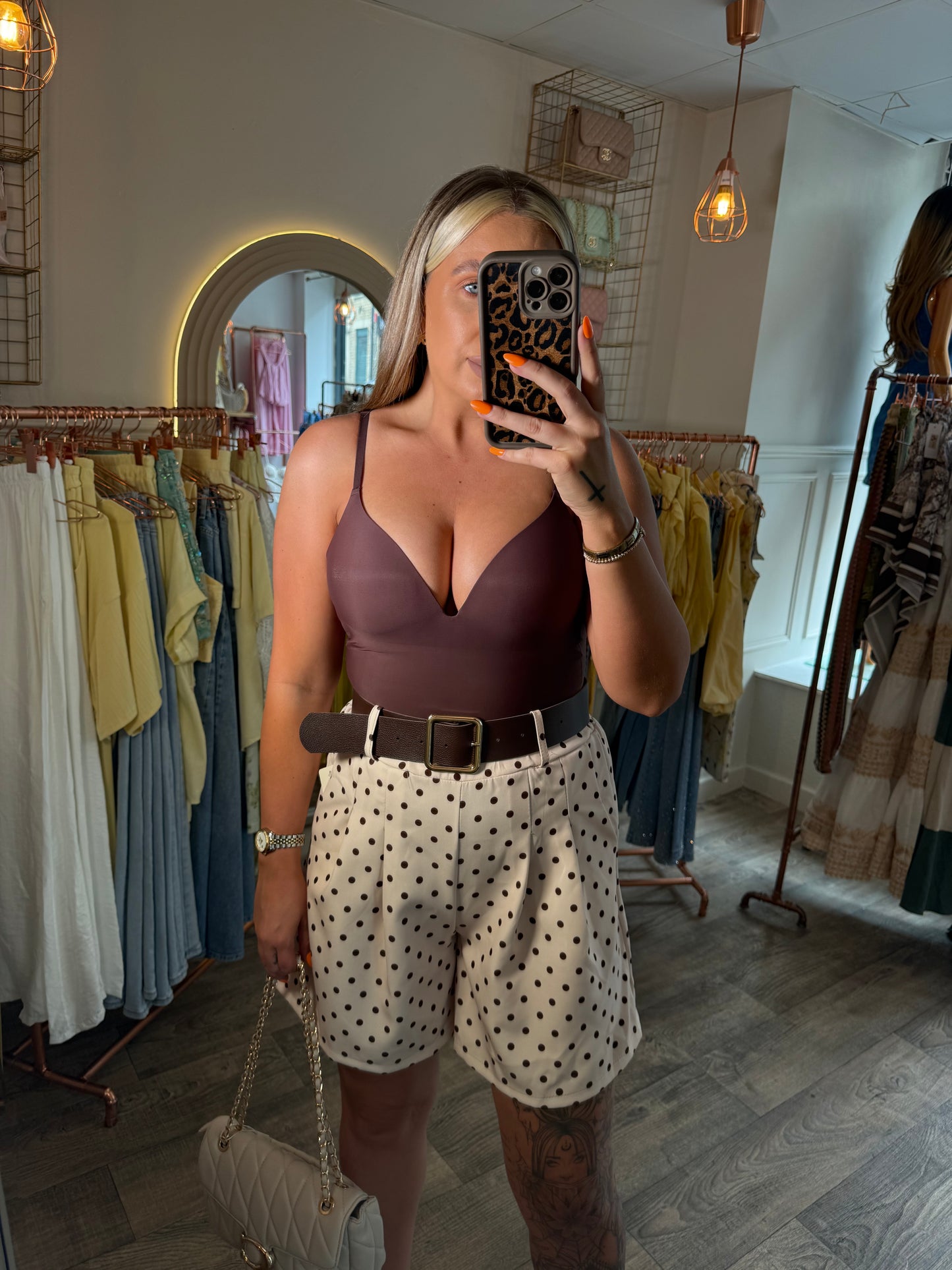 Polka Dot Belted Shorts