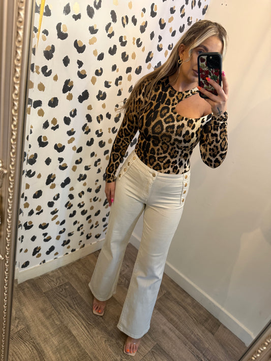 Leopard cutout Bodysuit