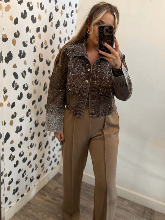 Bling LUXE Brown Denim Jacket