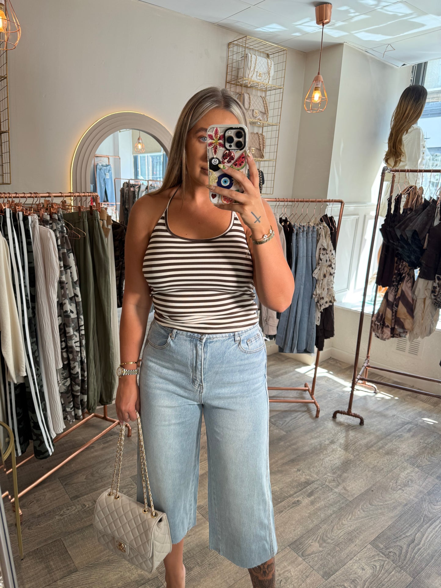 Stripe Halter Neck Top