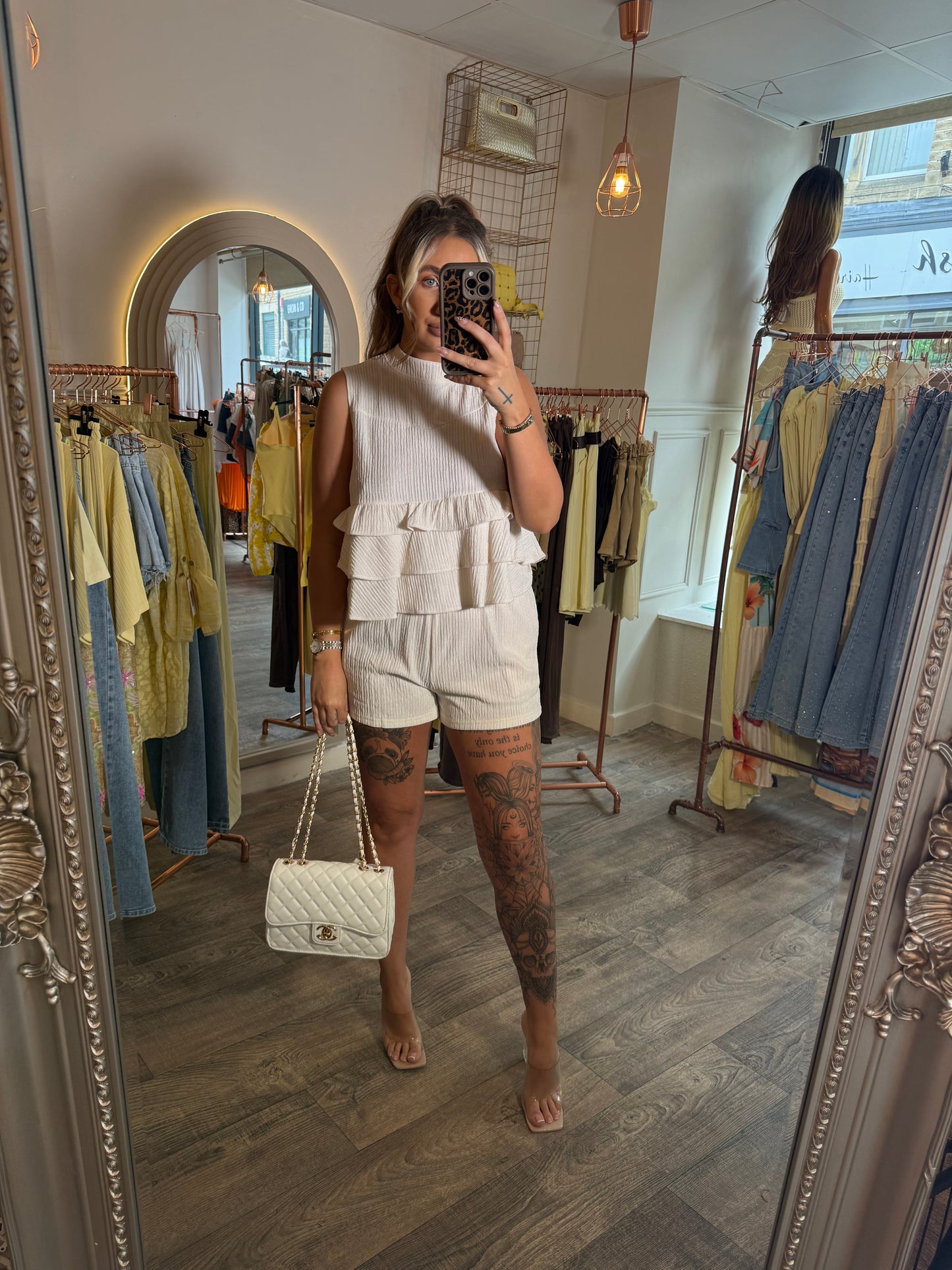 Cream Frill Short & Top Set