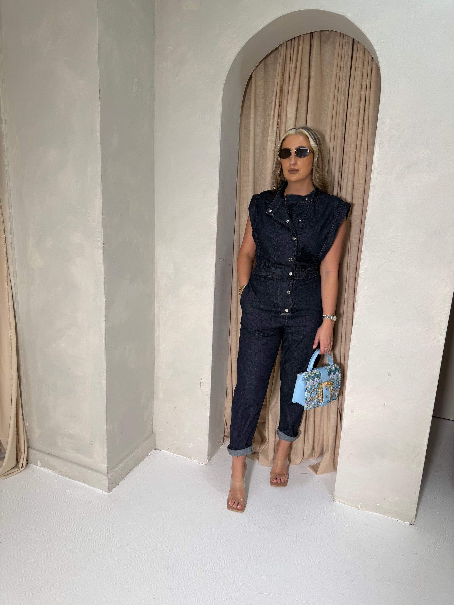 The JESSIE Denim Jumpsuit Blue