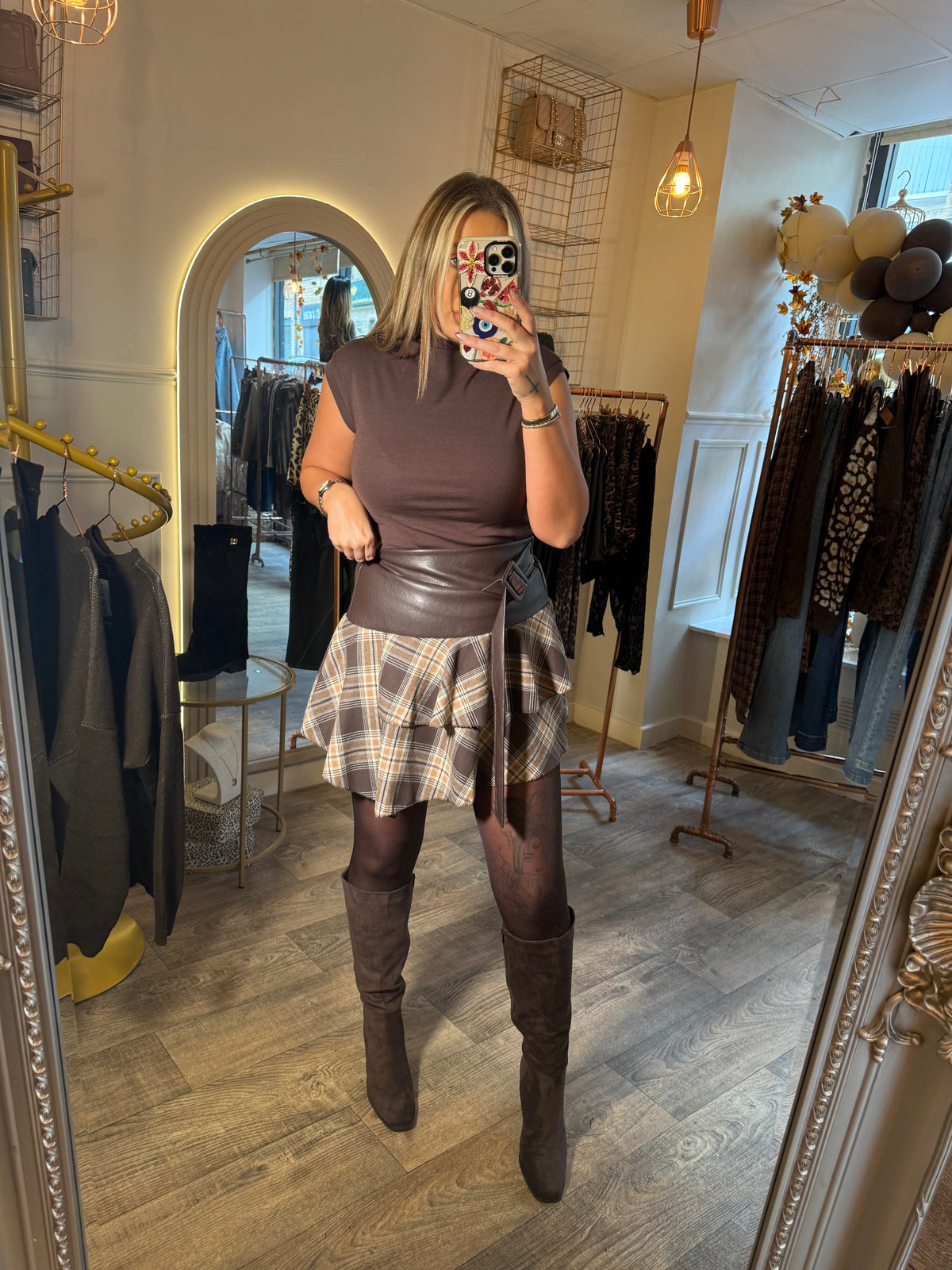 Brown Ruched Side Vest Brown