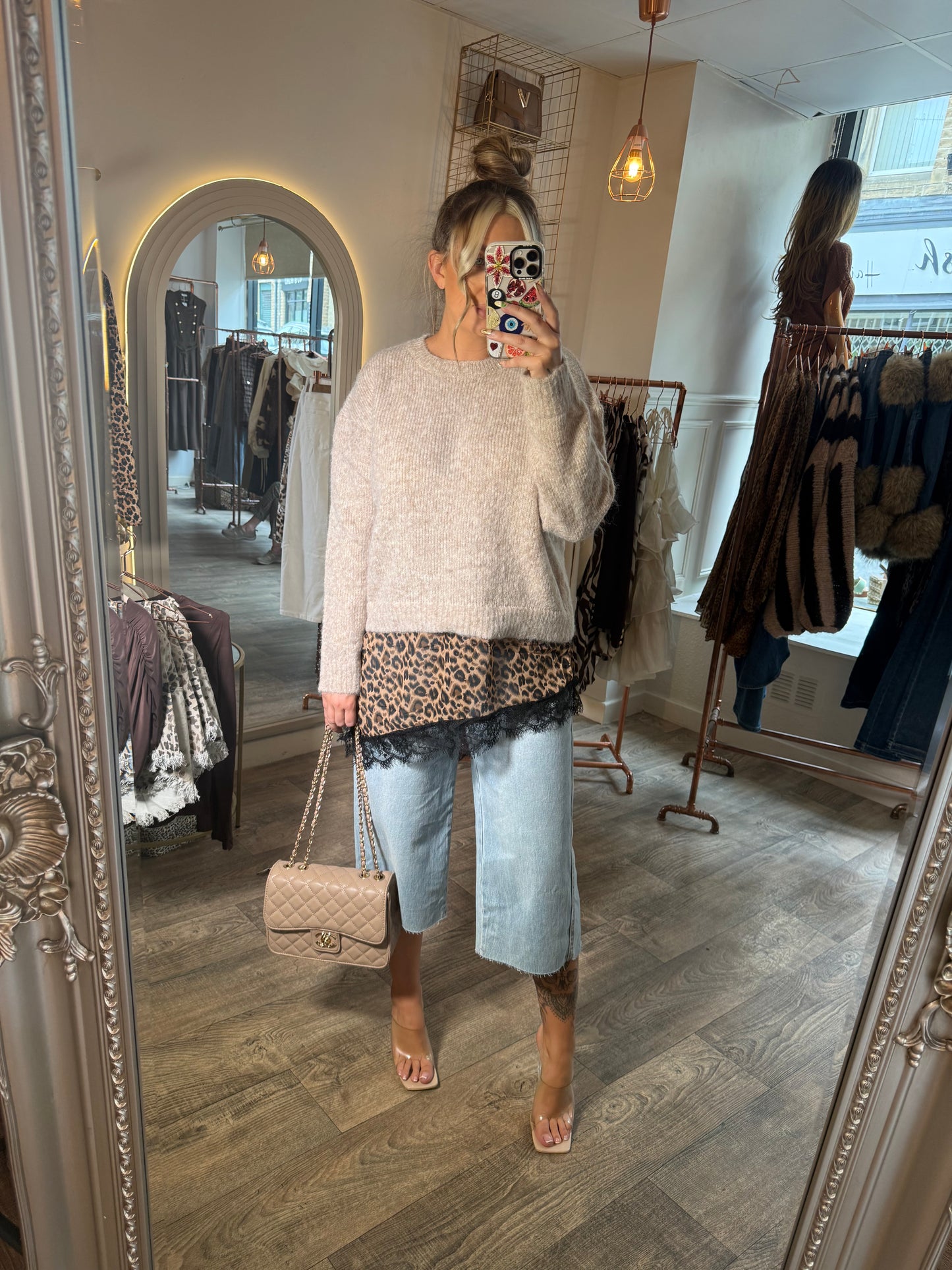 Leopard Silk Detail Jumper