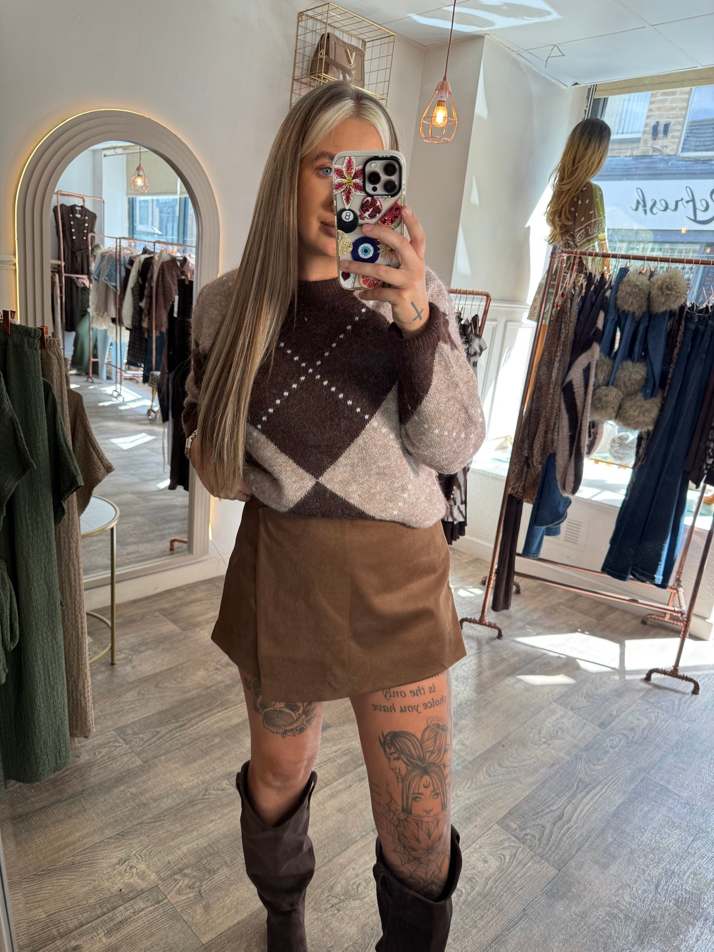 Brown Suede Skort