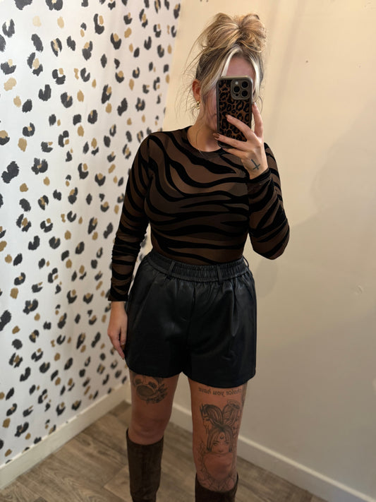 Brown Mesh Tiger Bodysuit