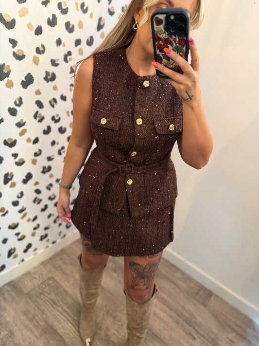 Brown & Gold belted Waistcost