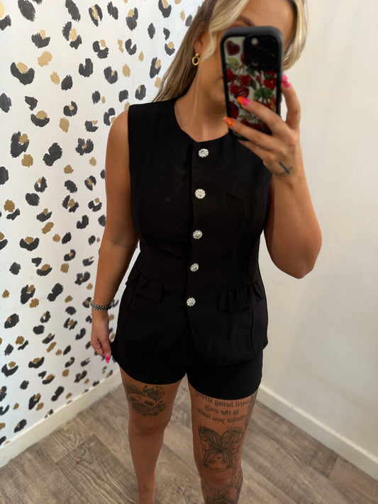 Black waistcoat & short set