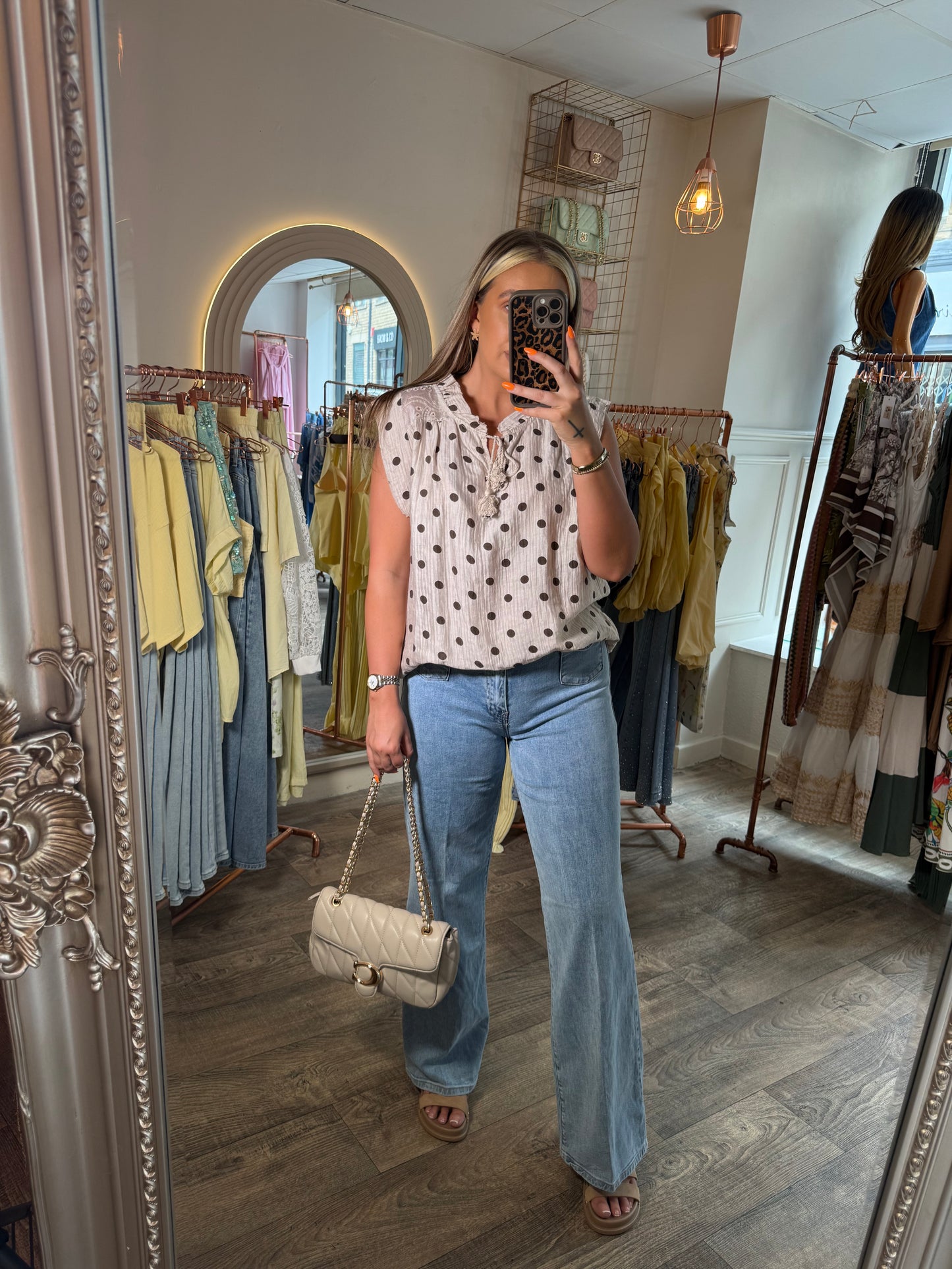 Polka Dot Vest Blouse