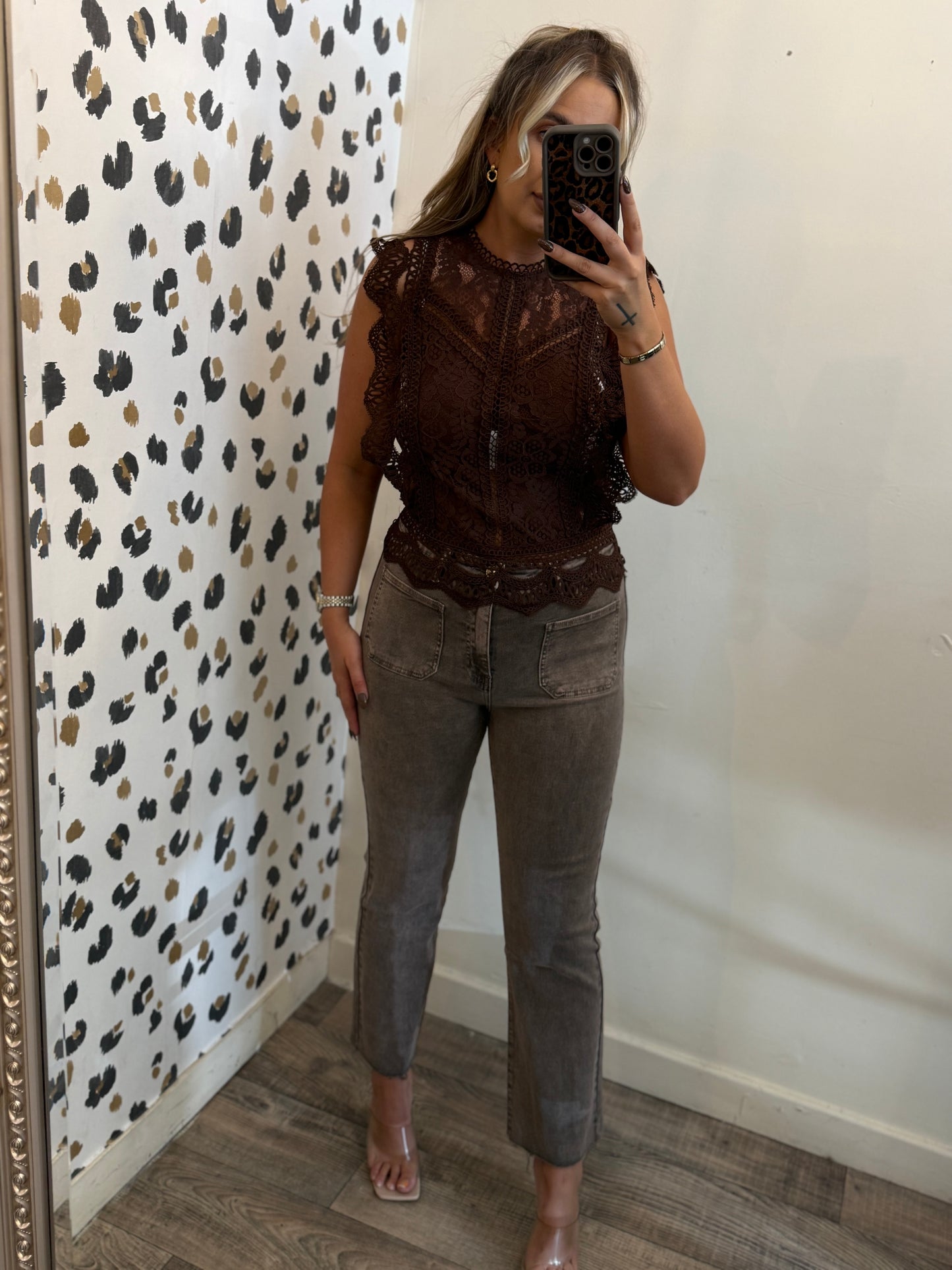 Brown Lace Top