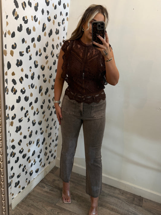 Brown Lace Top