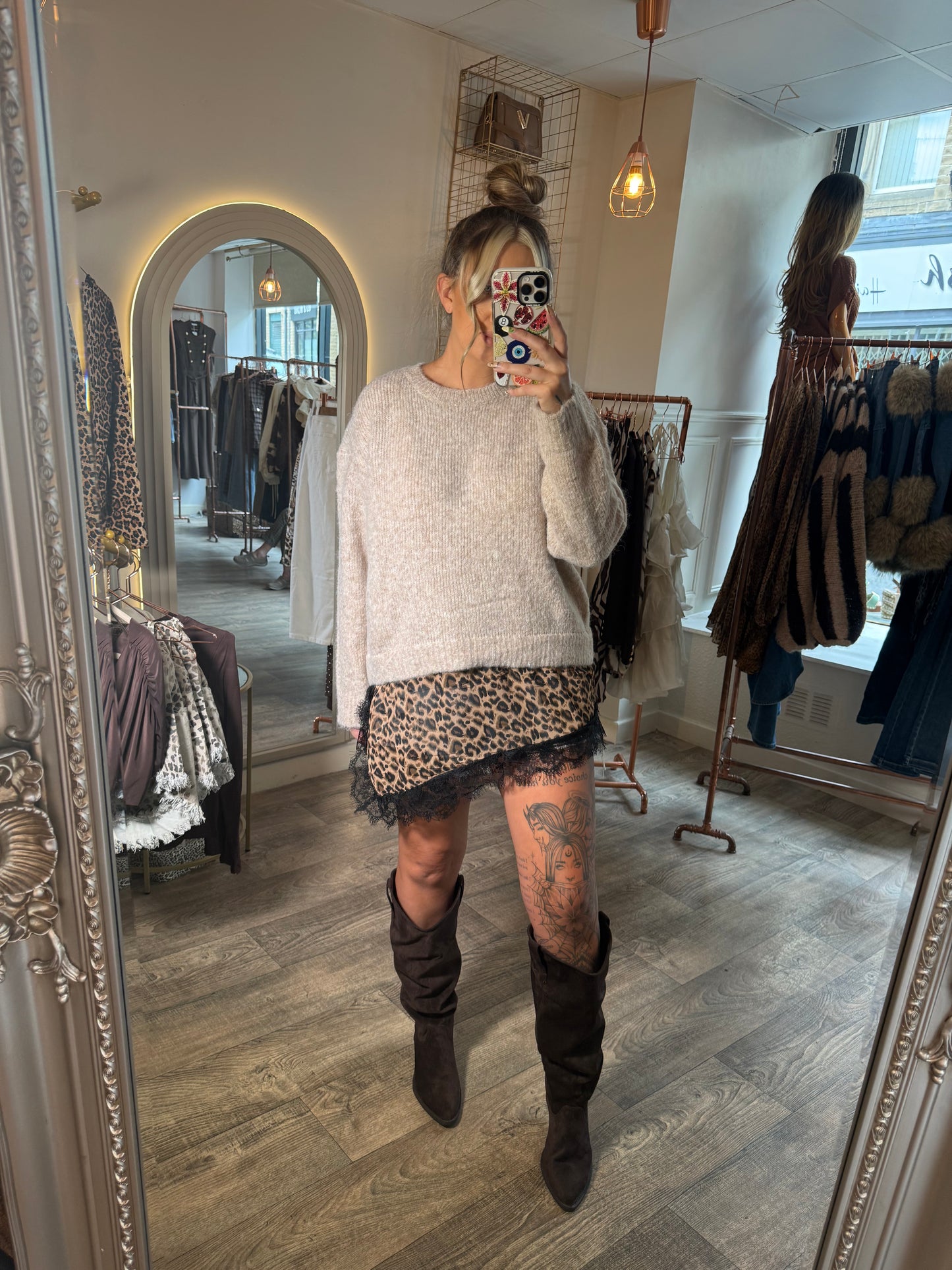 Leopard Silk Detail Jumper