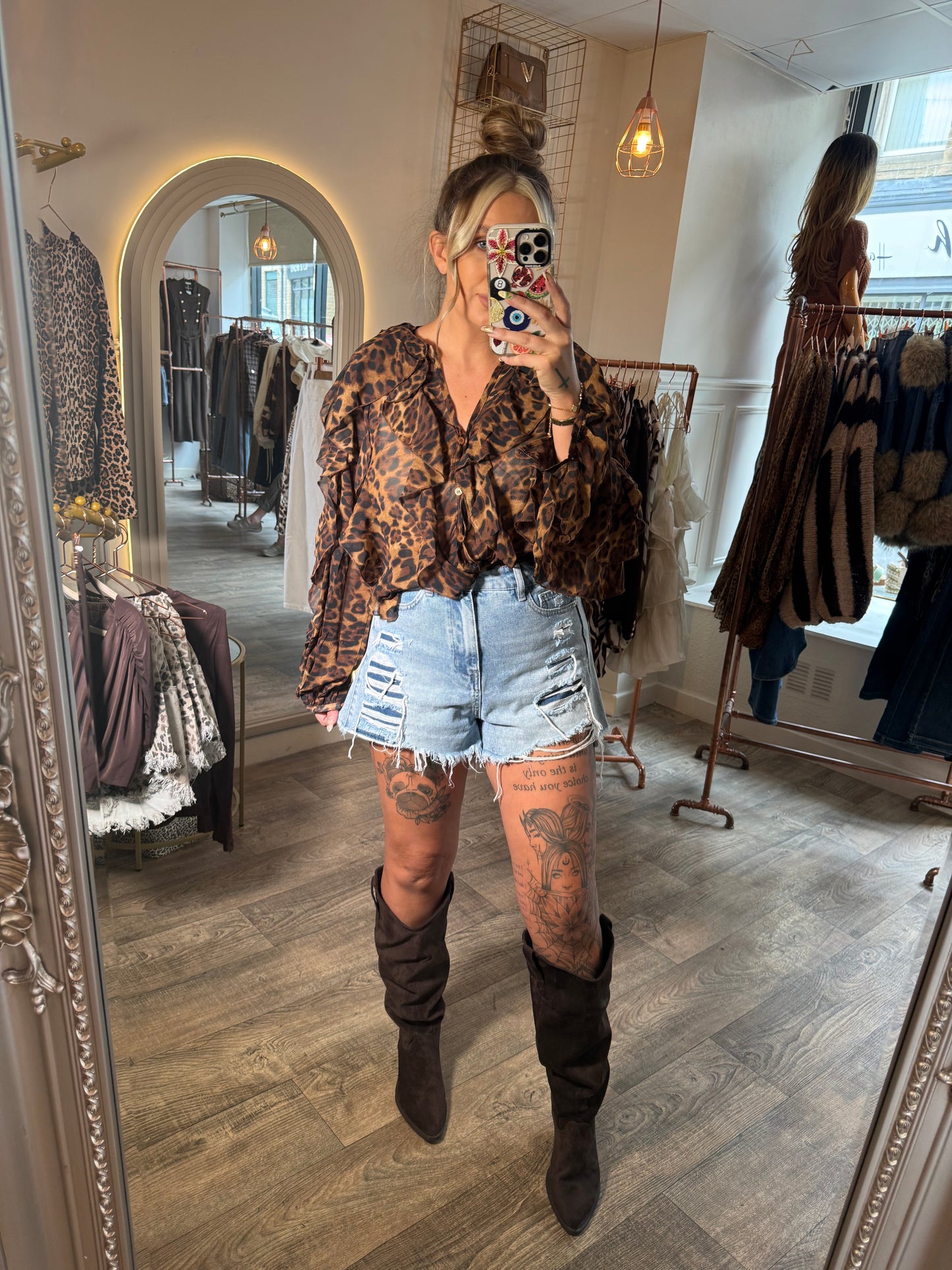 Leopard Frill Blouse