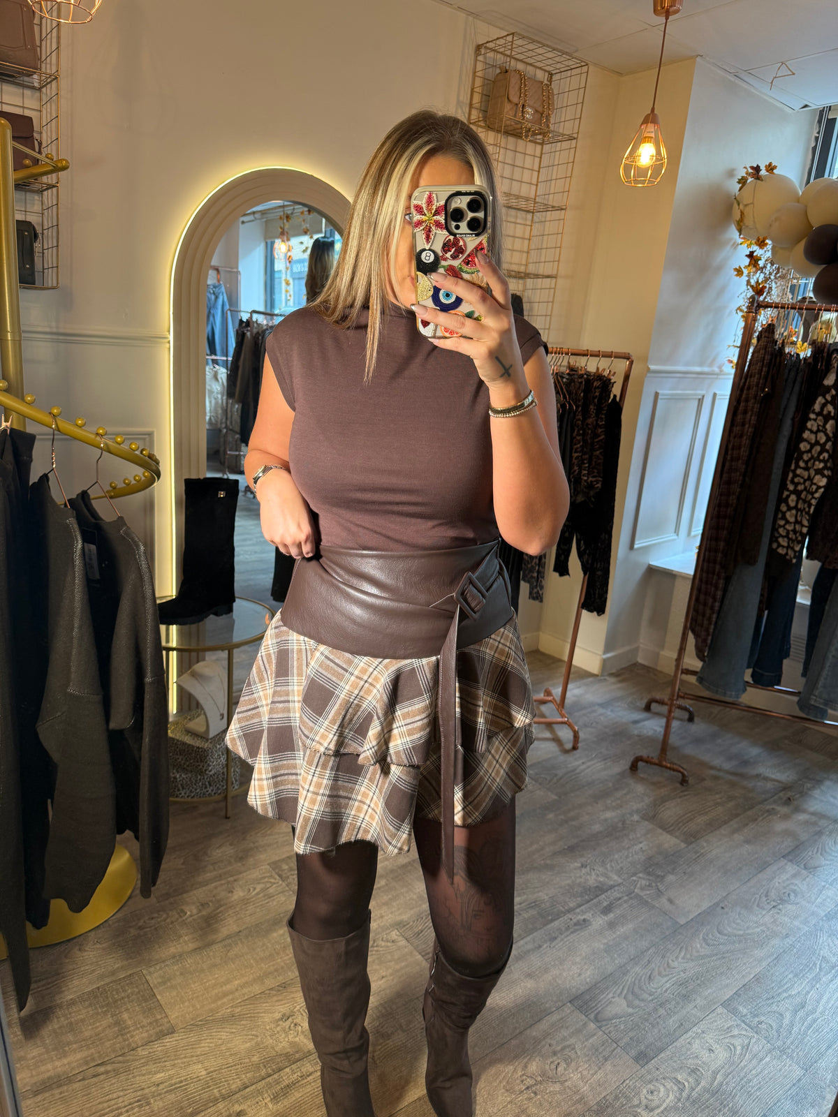 Brown Ruched Side Vest Brown