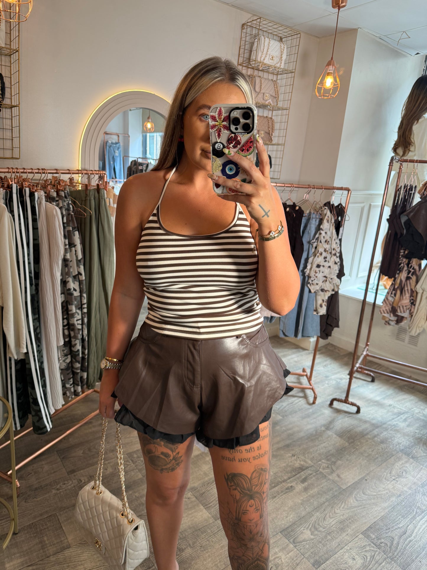 PU Leather Frill Shorts