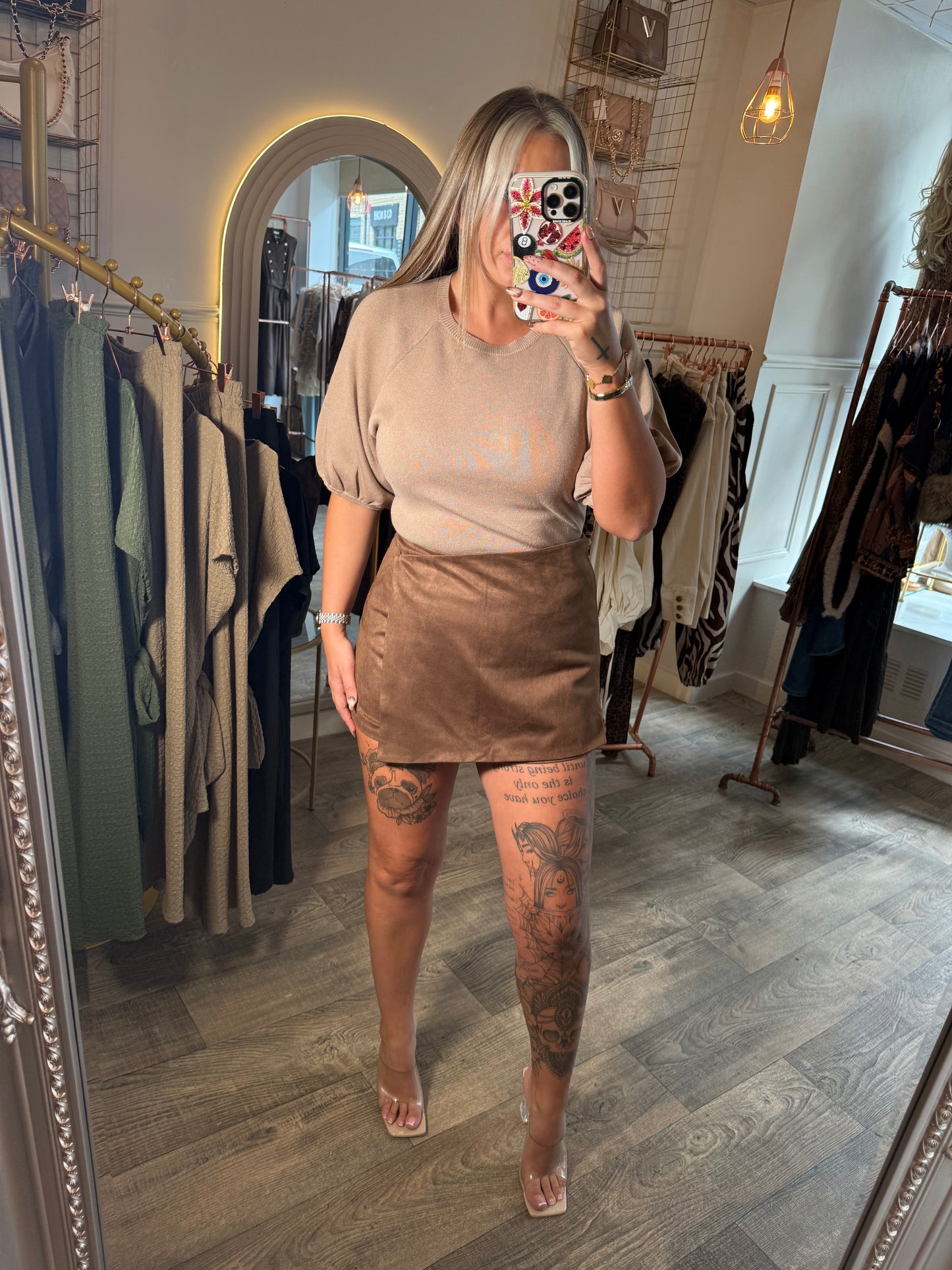 Balloon Arm Top Beige