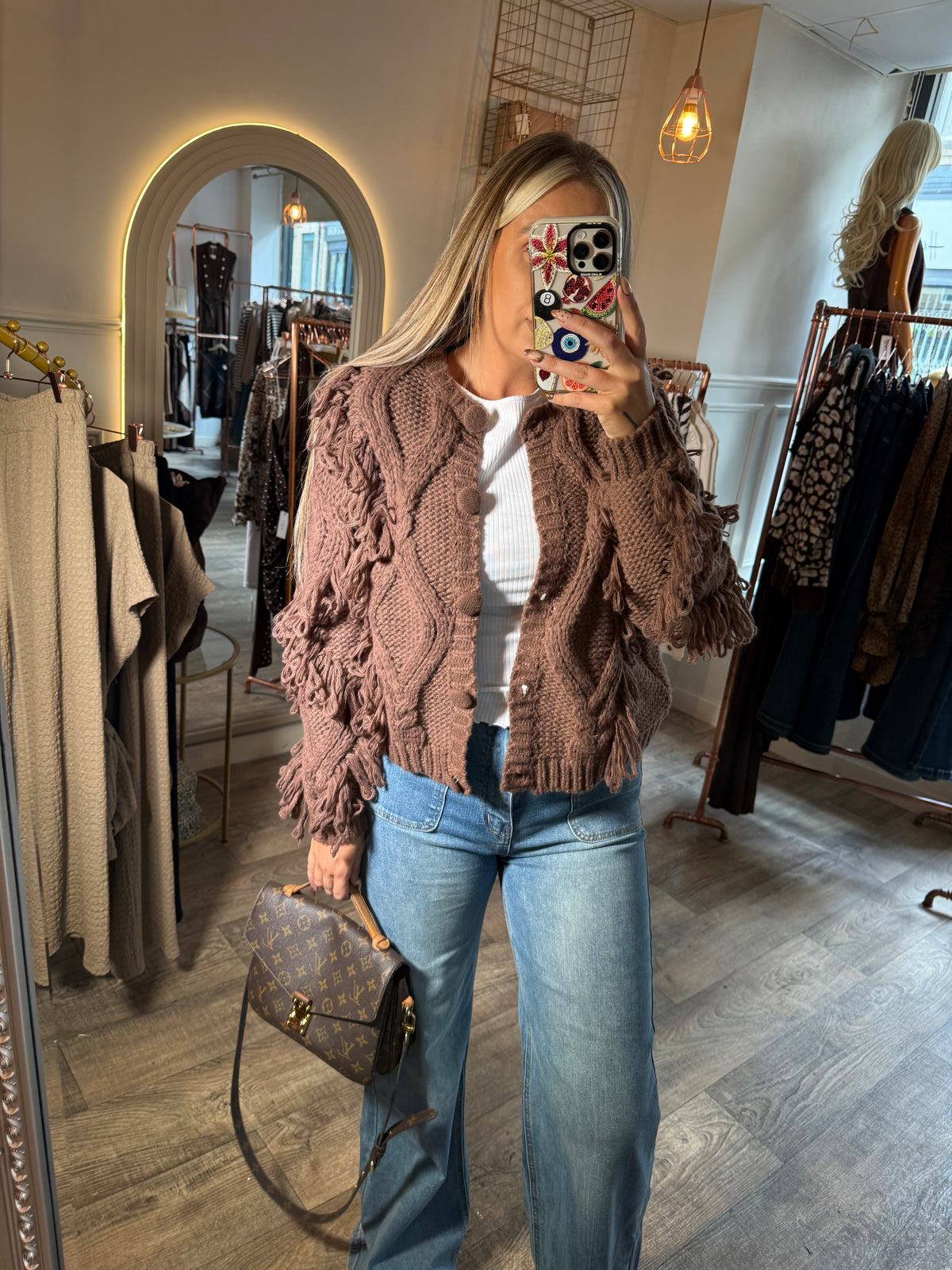 LUXE Tassel Chocolate Cardigan