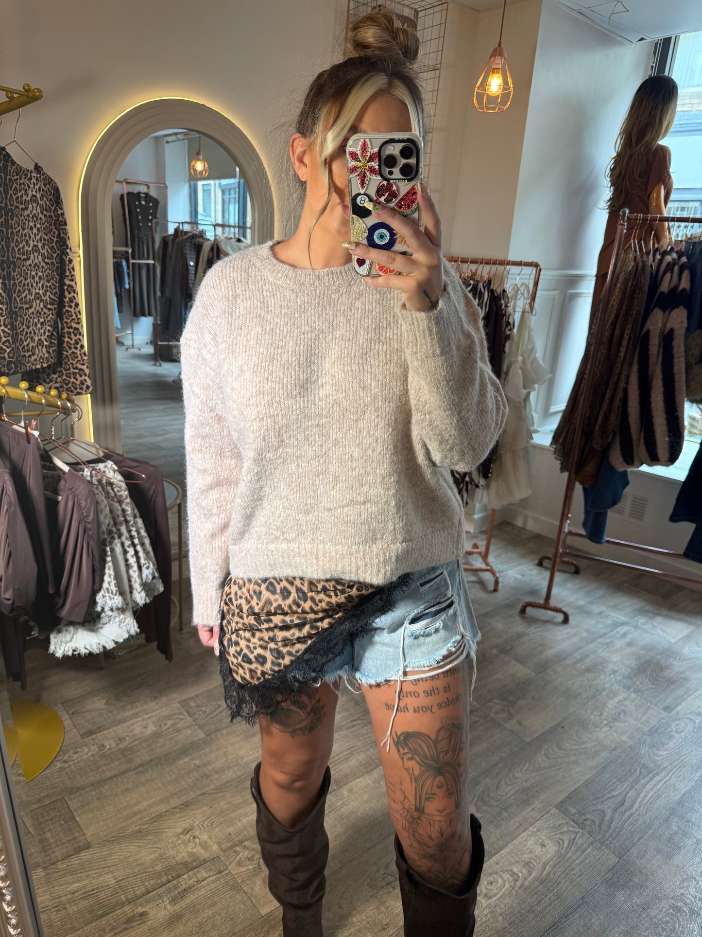 Leopard Silk Detail Jumper