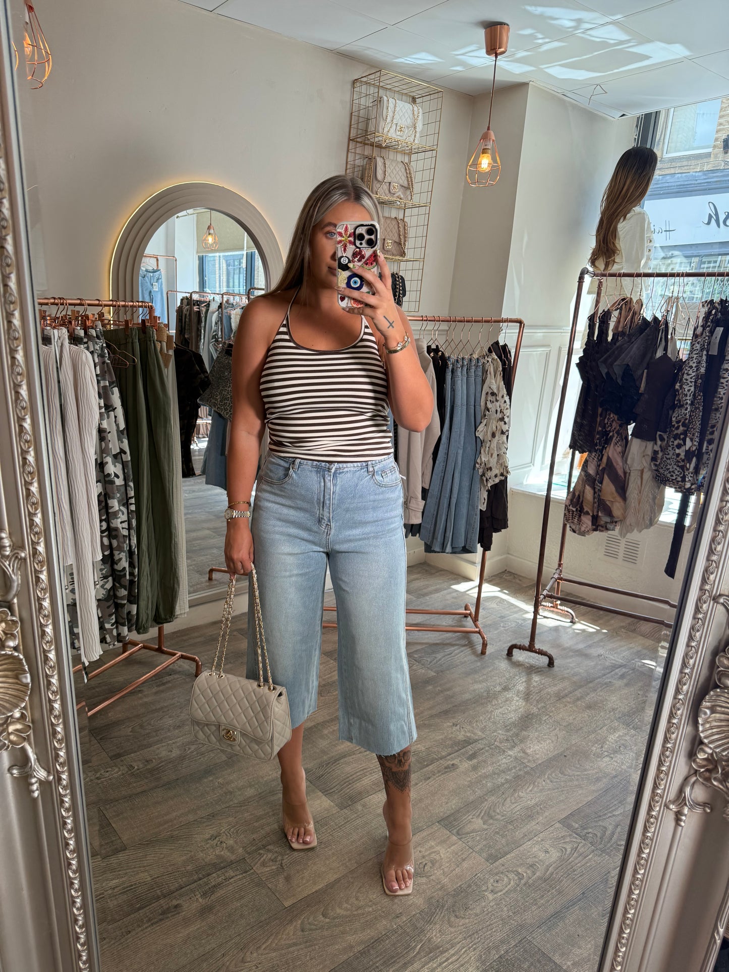 Stripe Halter Neck Top