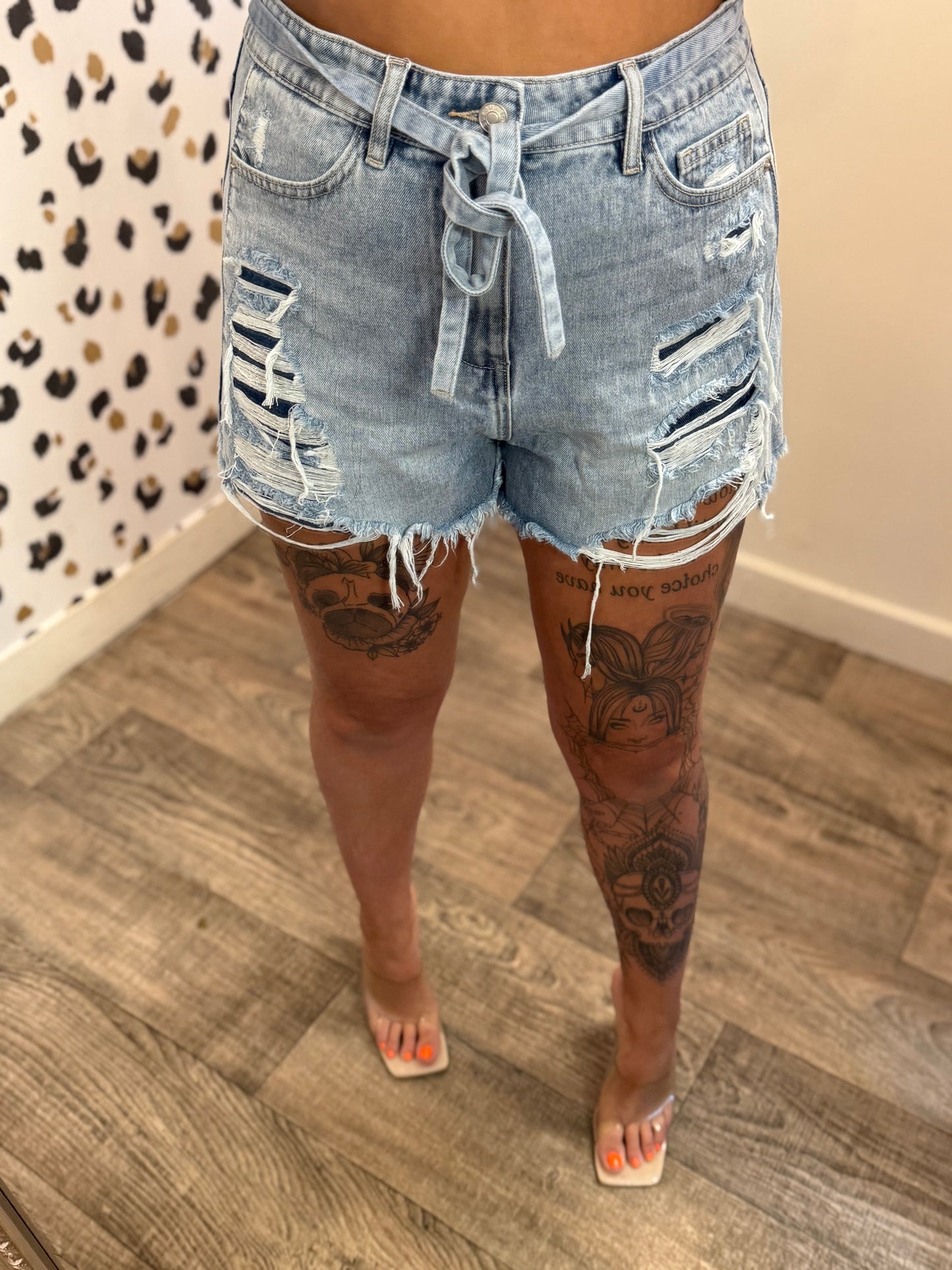 Ripped Denim Shorts