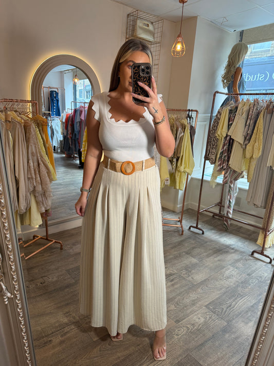 Pin Stripe Belted Pants