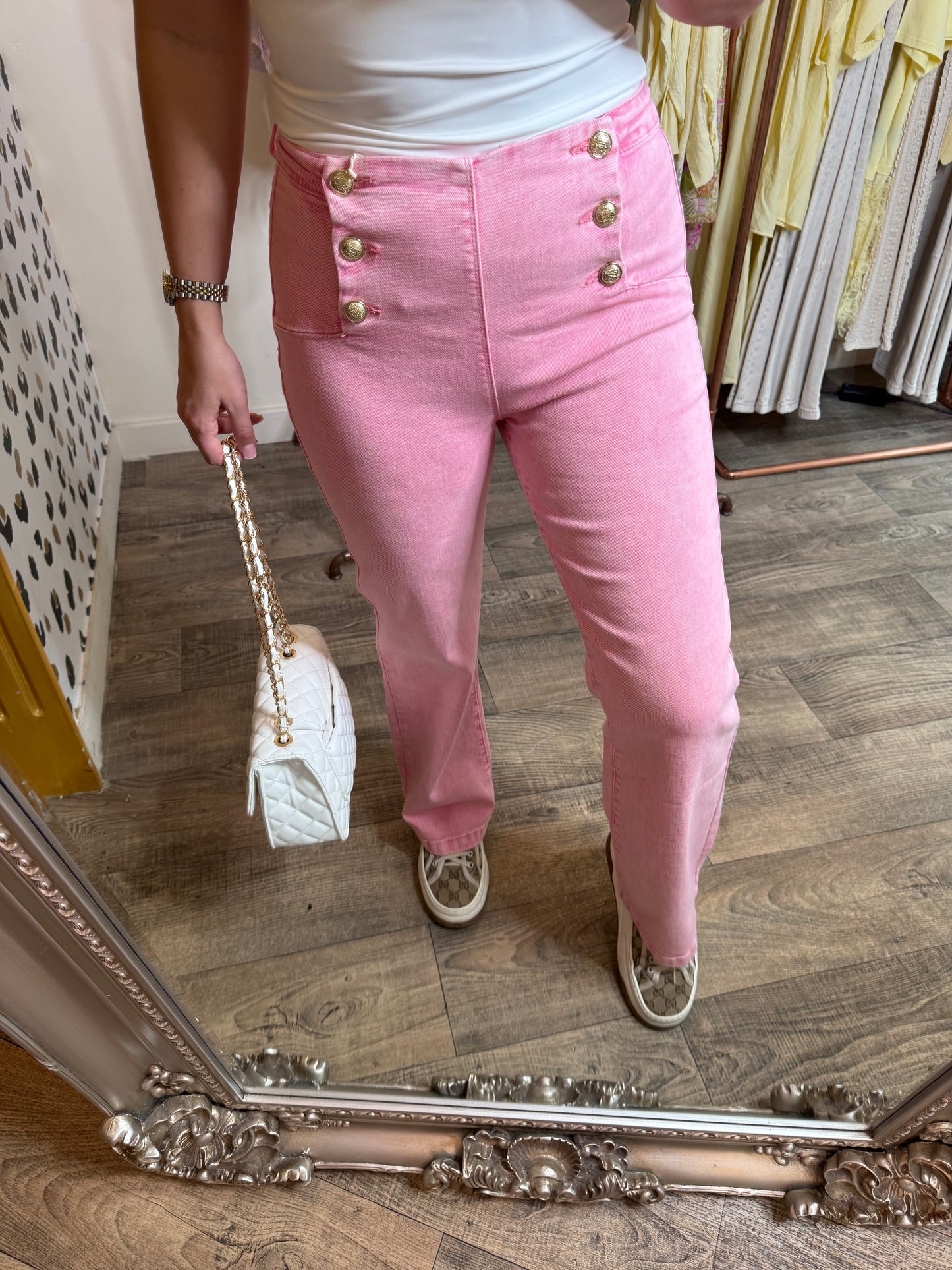 Pink Button up Jeans