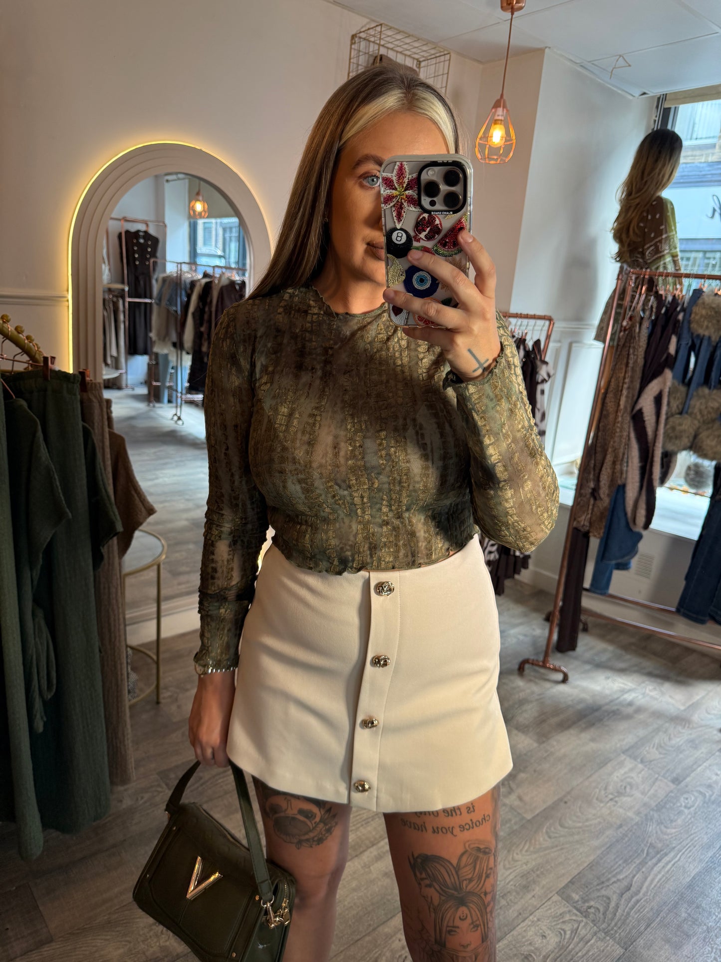 Beige Button Up Skort