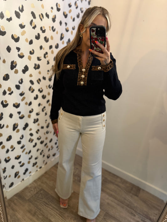 Black & leopard jumper