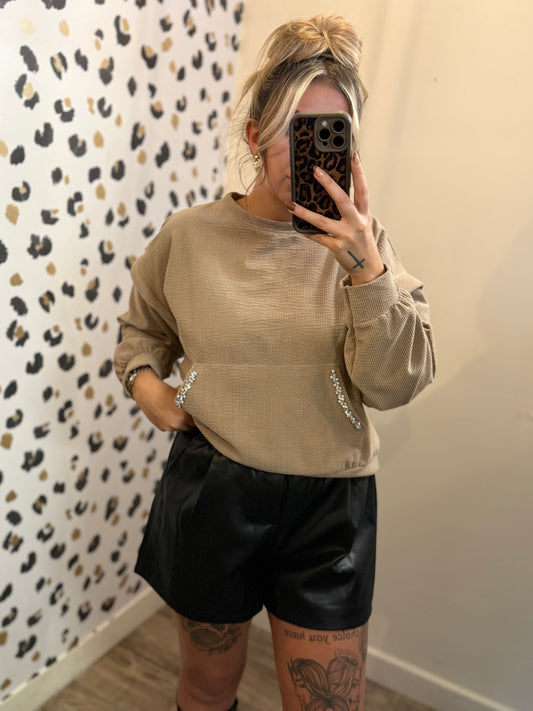 Beige Bling Detail Jumper