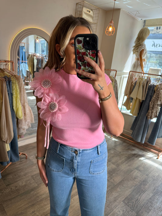 Pink 3D Floral Top