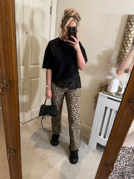 Premium Black Tee with Lace Detail