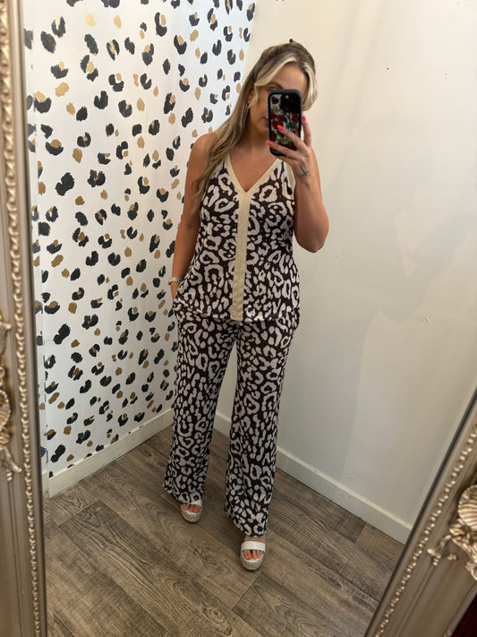 Leopard & gold pant set