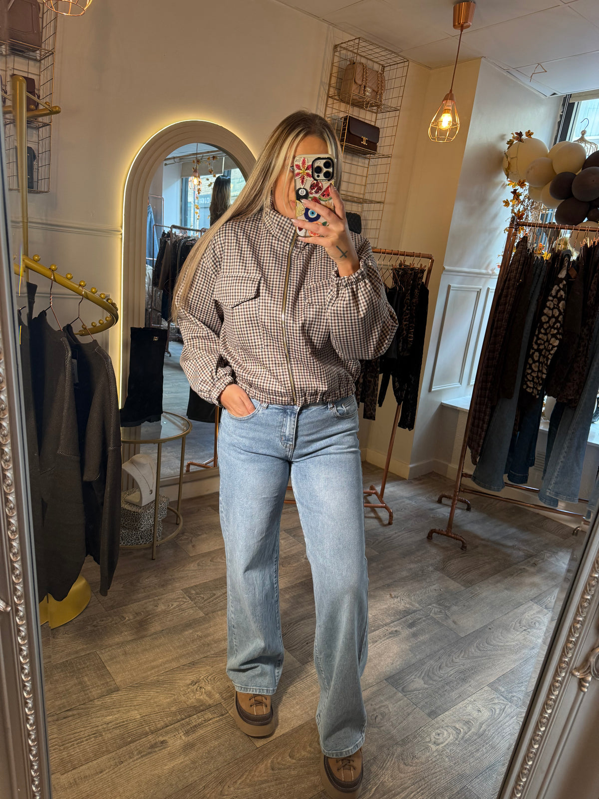 Check Bomber Jacket