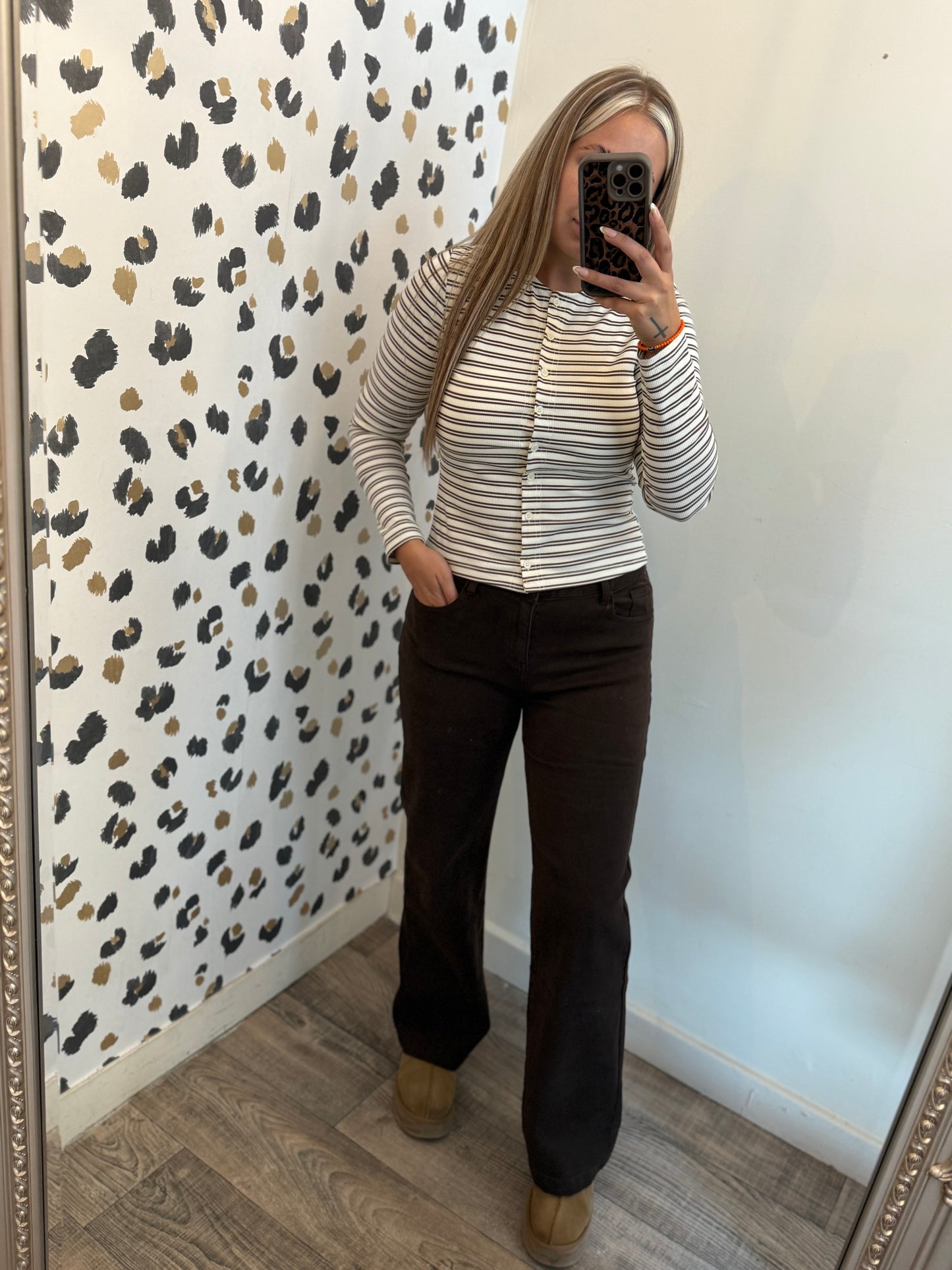 Stripe Button up Top