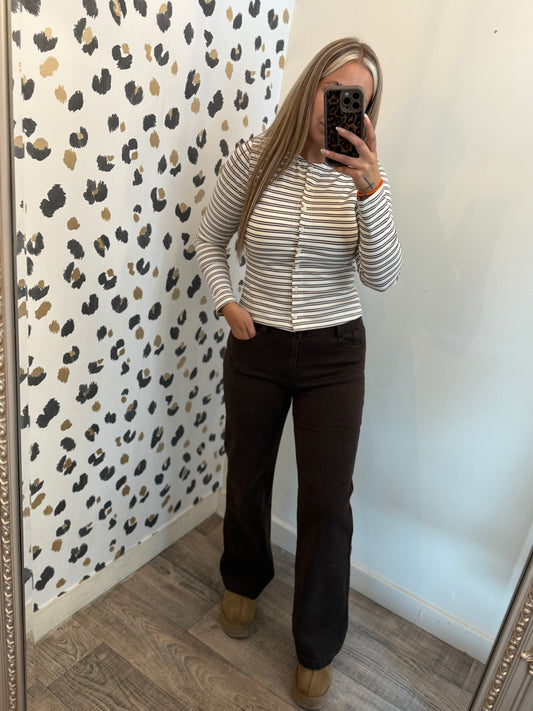 Stripe Button up Top